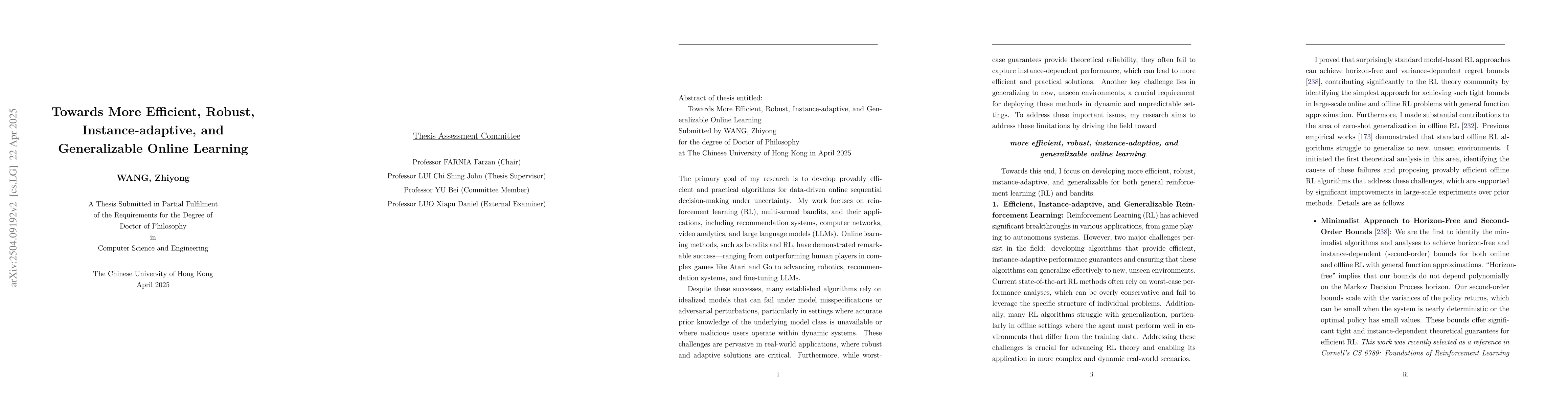 Thumbnail for Towards More Efficient, Robust, Instance-adaptive, and Generalizable
  Online Learning