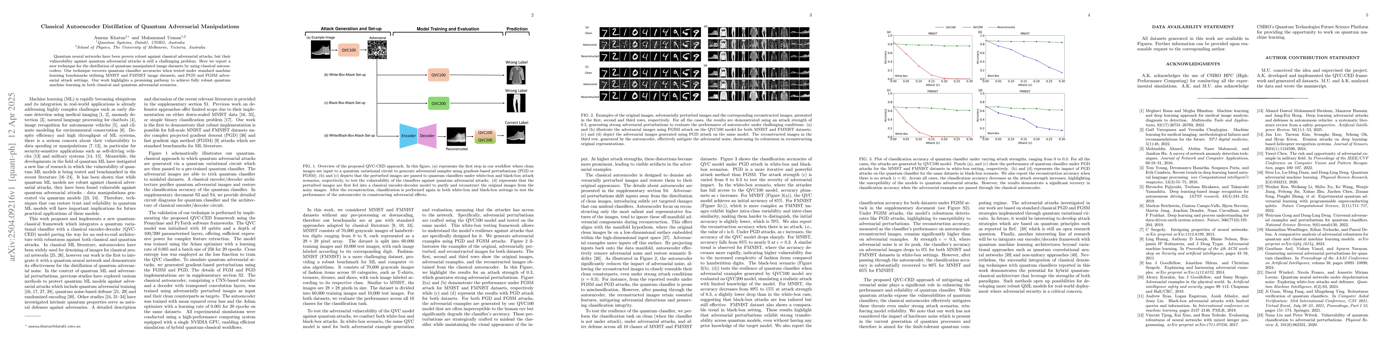 Thumbnail for Classical Autoencoder Distillation of Quantum Adversarial Manipulations