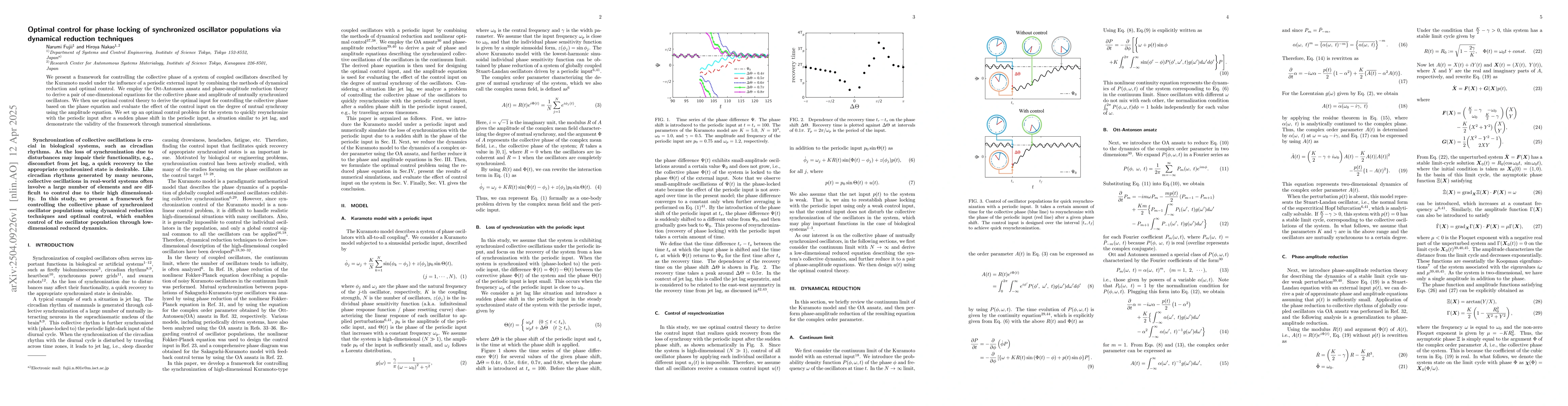 Thumbnail for Optimal control for phase locking of synchronized oscillator populations
  via dynamical reduction techniques