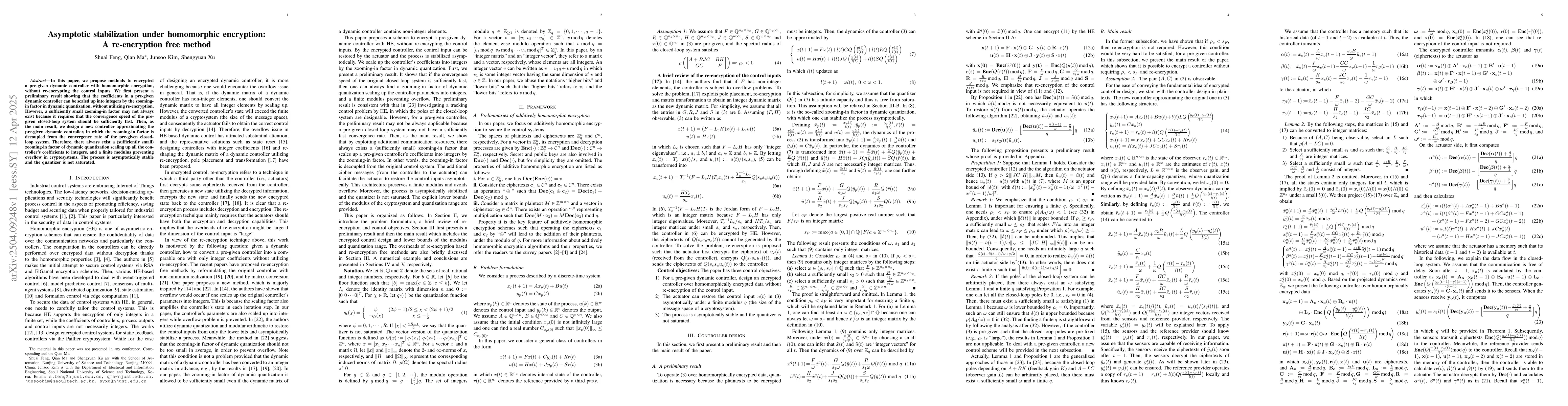 Thumbnail for Asymptotic stabilization under homomorphic encryption: A re-encryption
  free method