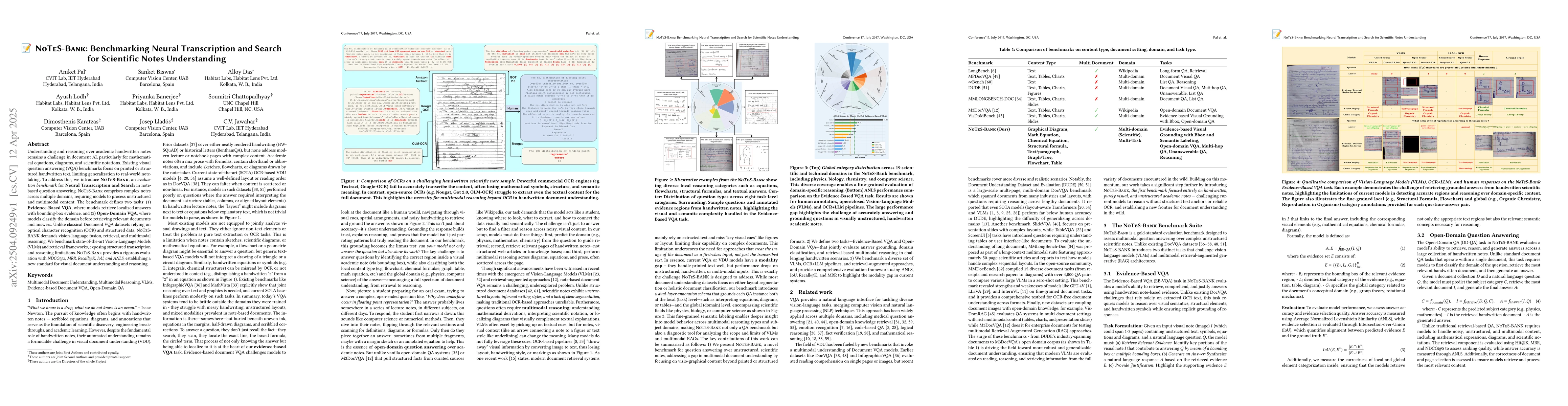 Thumbnail for NoTeS-Bank: Benchmarking Neural Transcription and Search for Scientific
  Notes Understanding