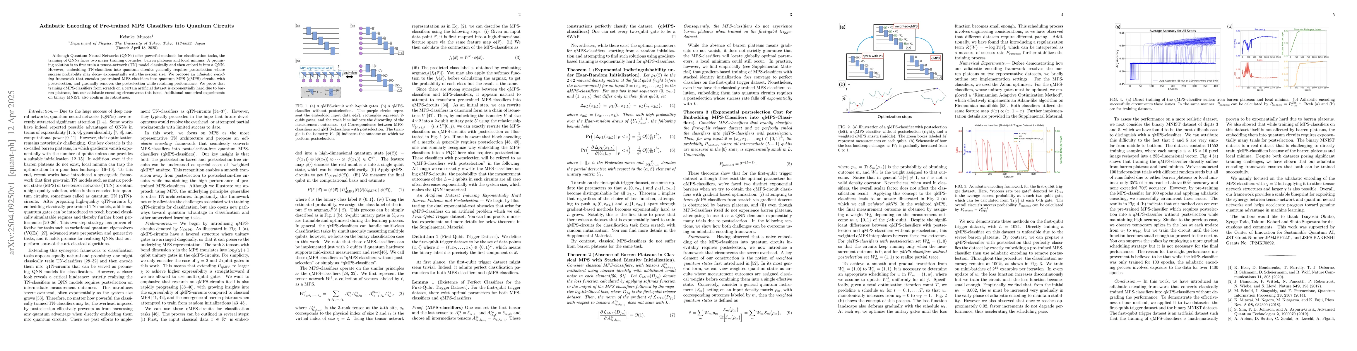 Thumbnail for Adiabatic Encoding of Pre-trained MPS Classifiers into Quantum Circuits