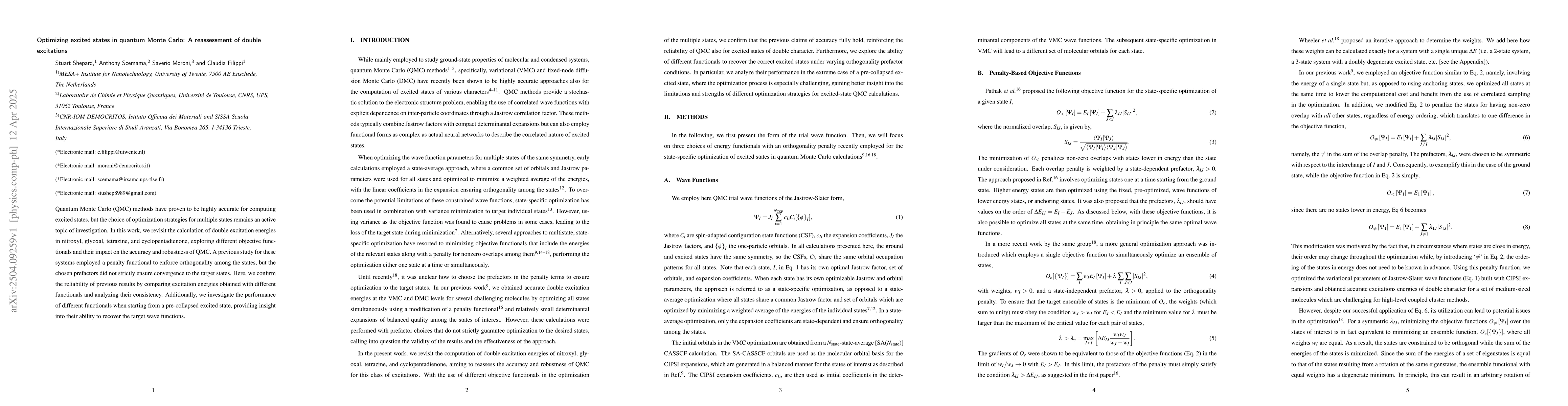 Thumbnail for Optimizing excited states in quantum Monte Carlo: A reassessment of
  double excitations