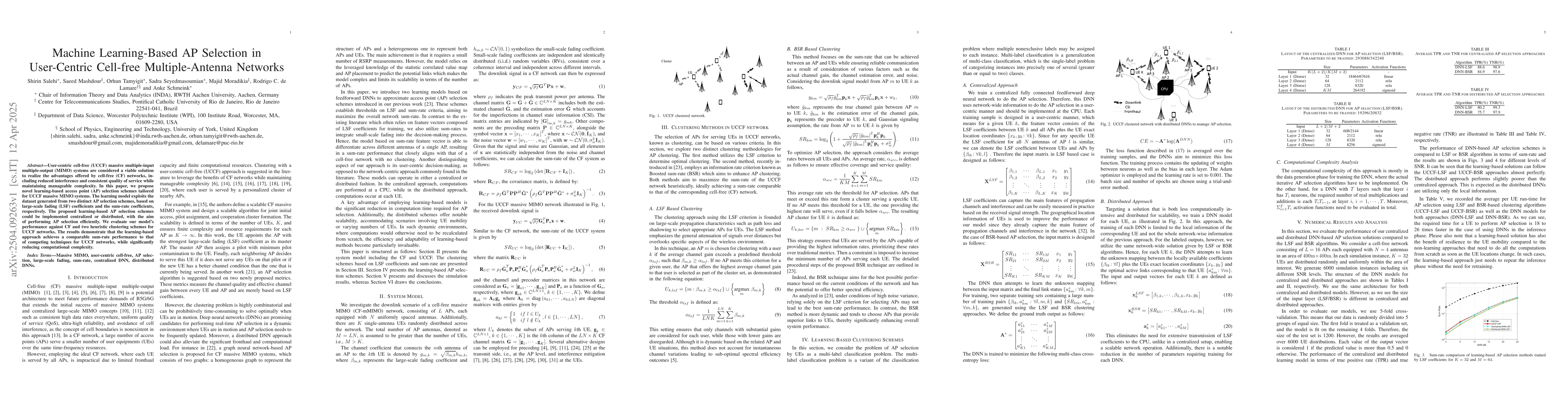 Thumbnail for Machine Learning-Based AP Selection in User-Centric Cell-free
  Multiple-Antenna Networks