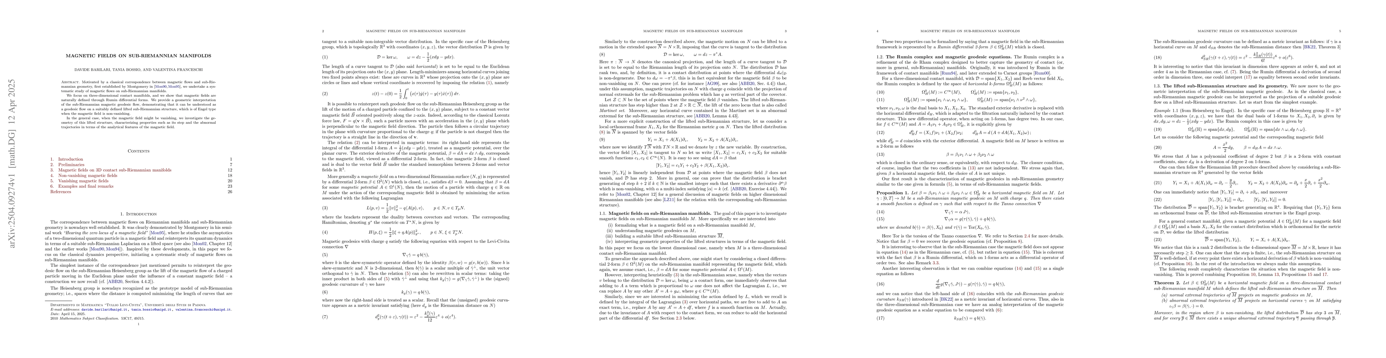 Thumbnail for Magnetic fields on sub-Riemannian manifolds