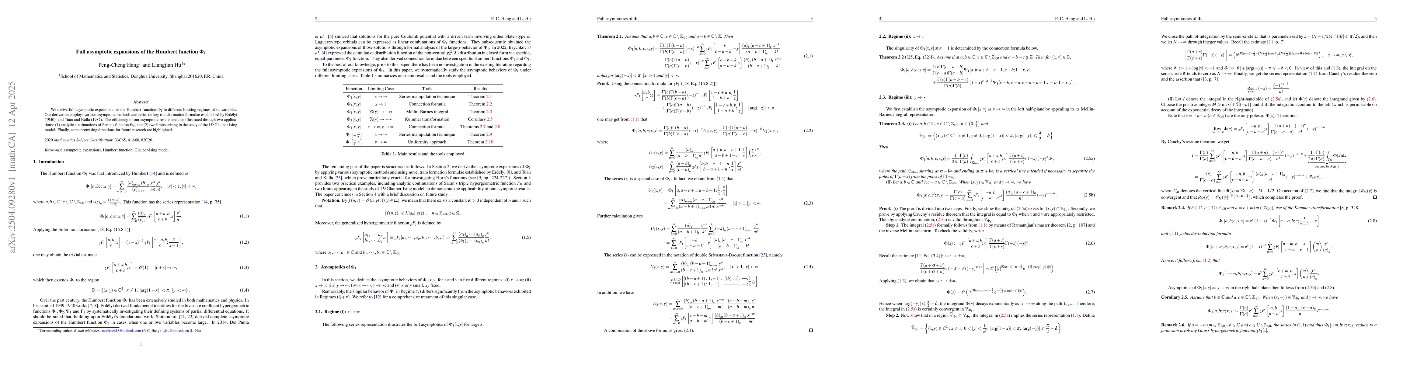 Thumbnail for Full asymptotic expansions of the Humbert function $Φ_1$
