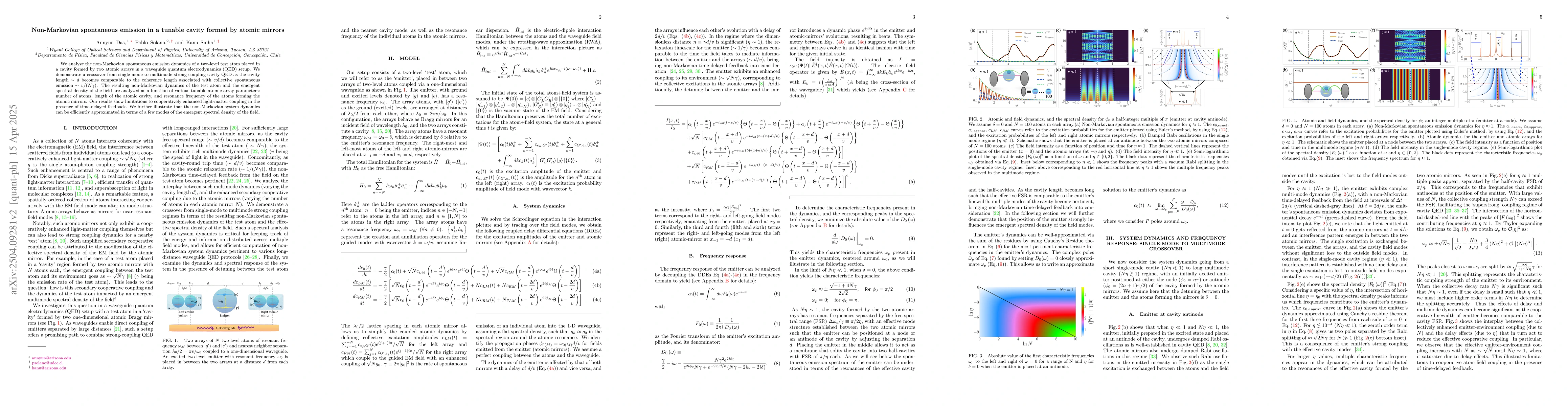 Thumbnail for Non-Markovian spontaneous emission in a tunable cavity formed by atomic
  mirrors