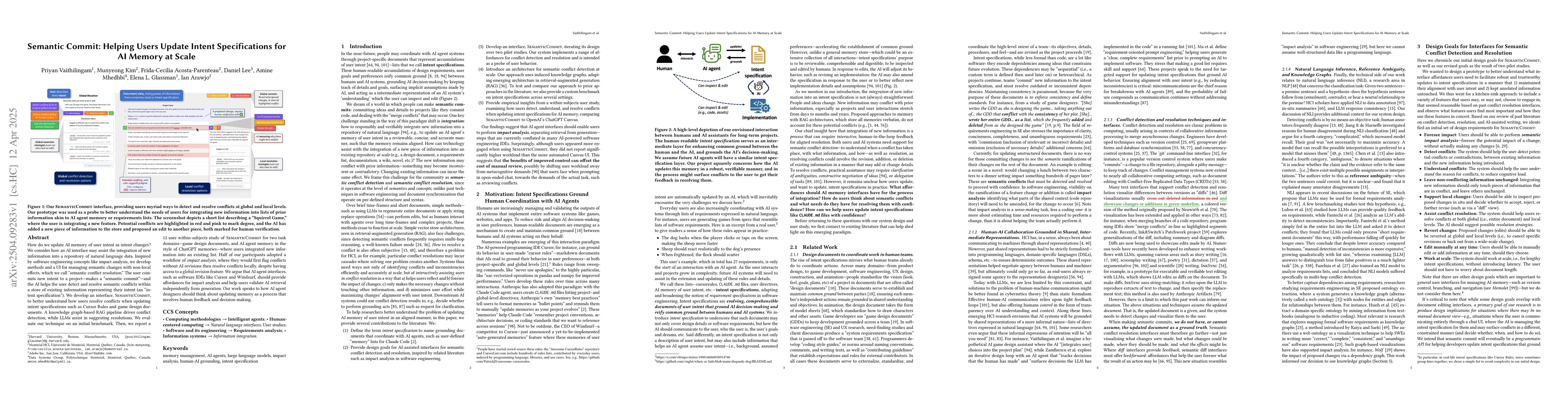 Thumbnail for Semantic Commit: Helping Users Update Intent Specifications for AI
  Memory at Scale