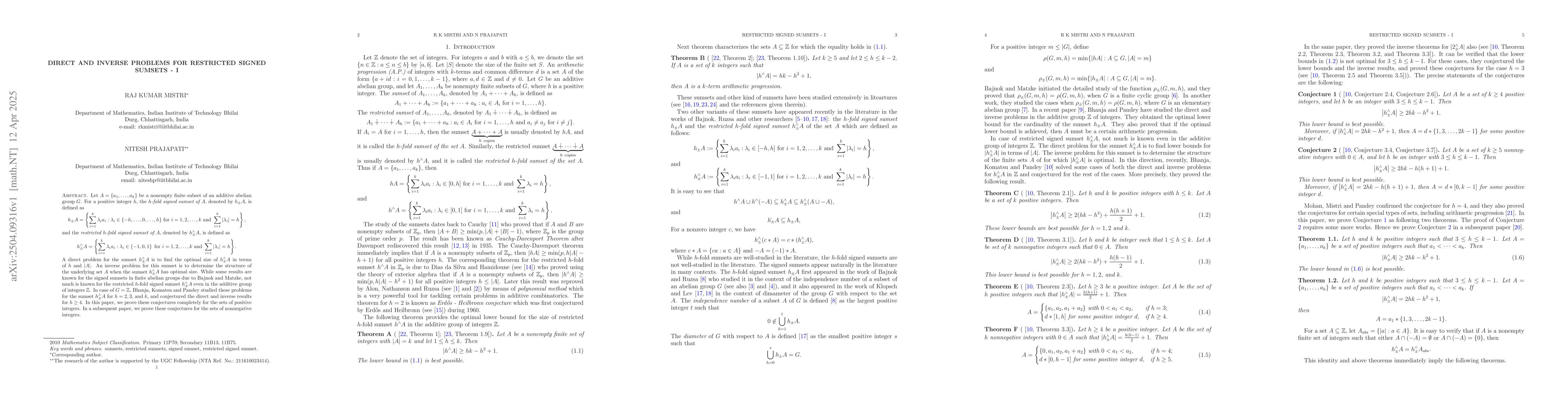 Thumbnail for Direct and Inverse Problems for Restricted Signed Sumsets -- I