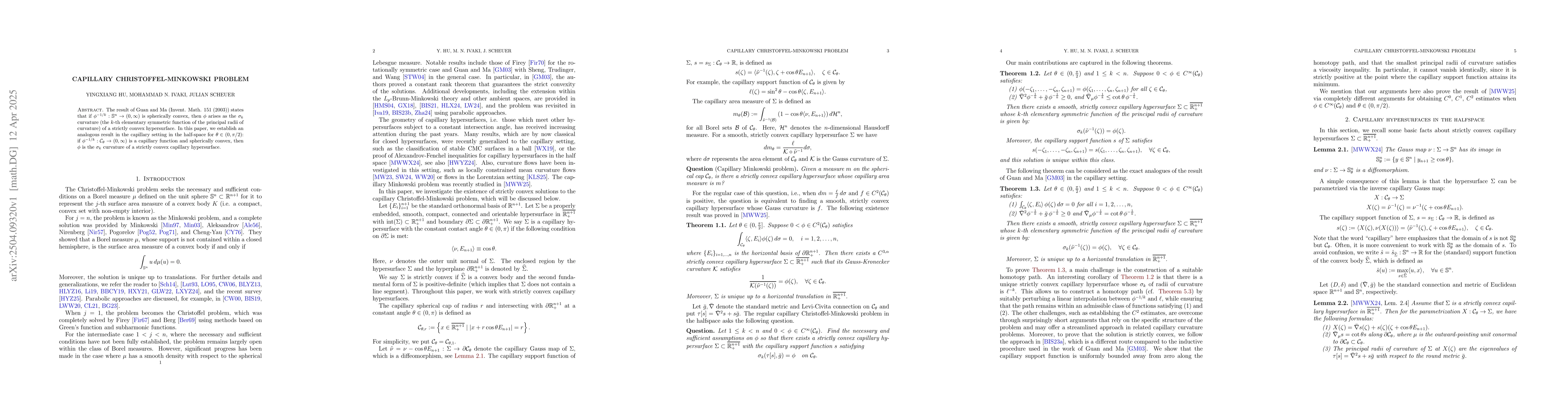Thumbnail for Capillary Christoffel-Minkowski problem