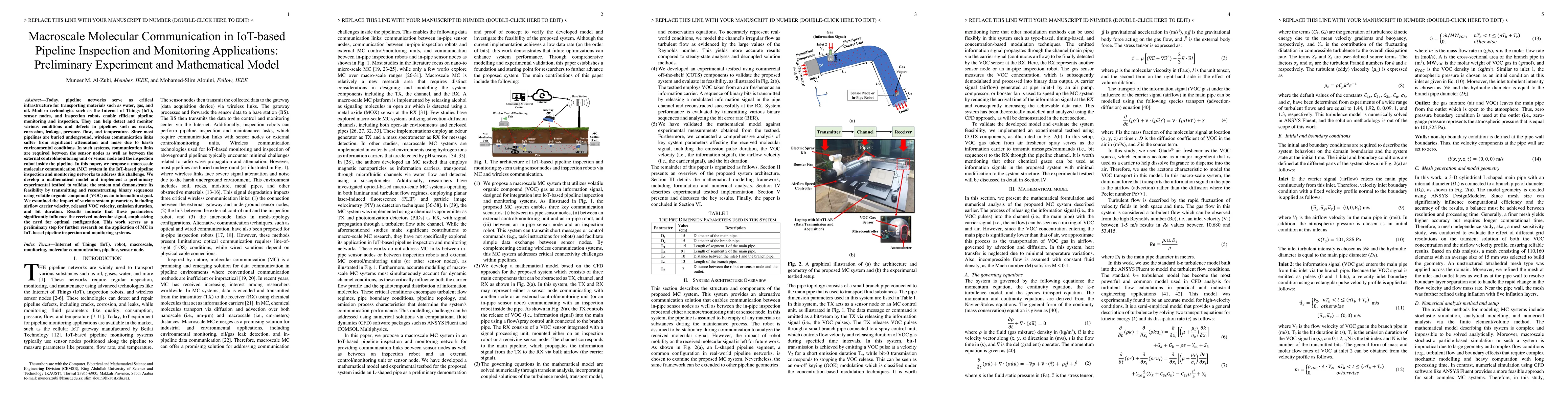 Thumbnail for Macroscale Molecular Communication in IoT-based Pipeline Inspection and
  Monitoring Applications: Preliminary Experiment and Mathematical Model