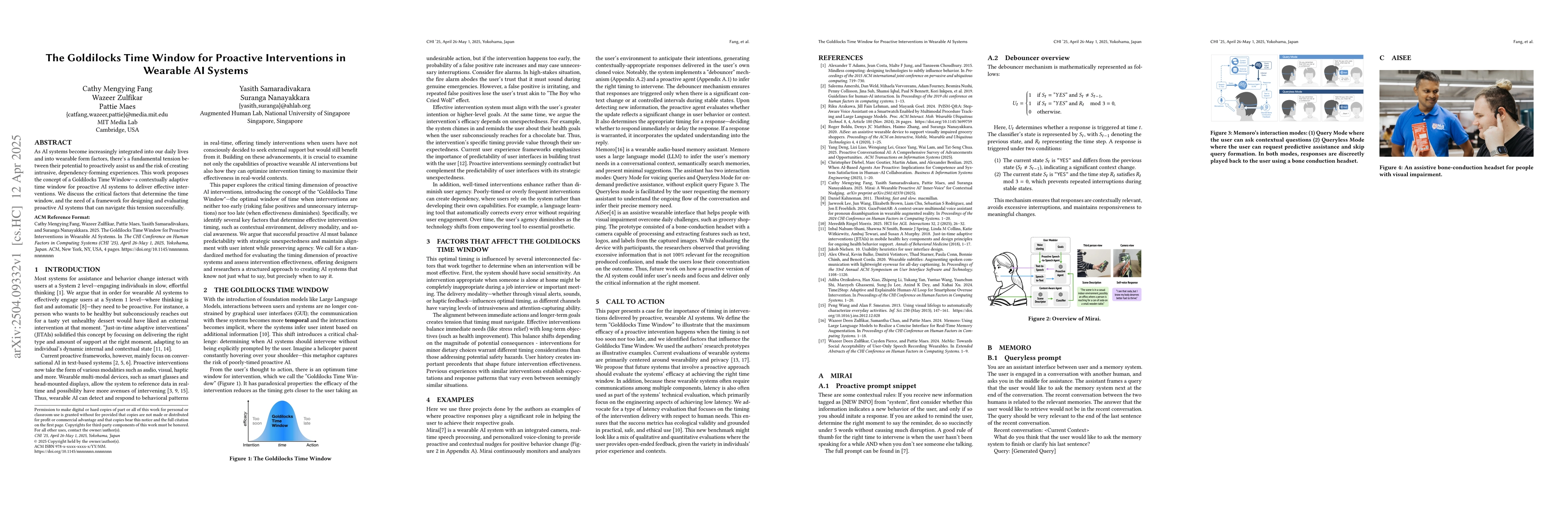 Thumbnail for The Goldilocks Time Window for Proactive Interventions in Wearable AI
  Systems