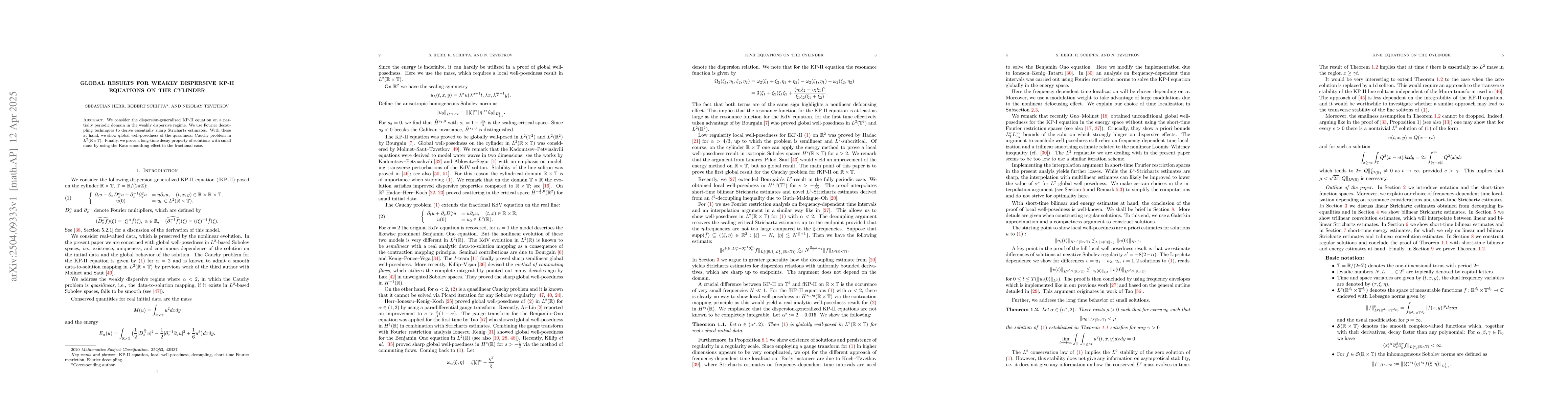 Thumbnail for Global results for weakly dispersive KP-II equations on the cylinder