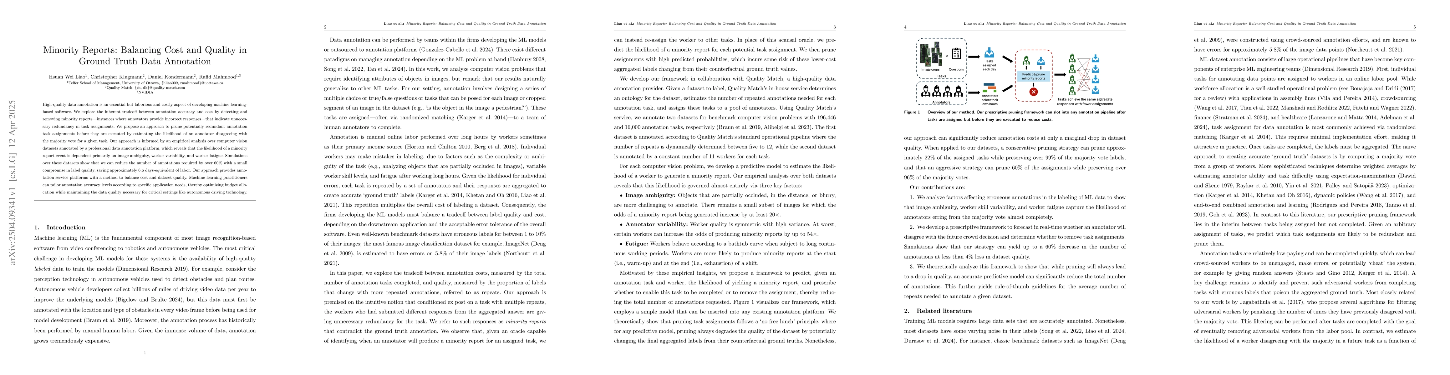 Thumbnail for Minority Reports: Balancing Cost and Quality in Ground Truth Data
  Annotation