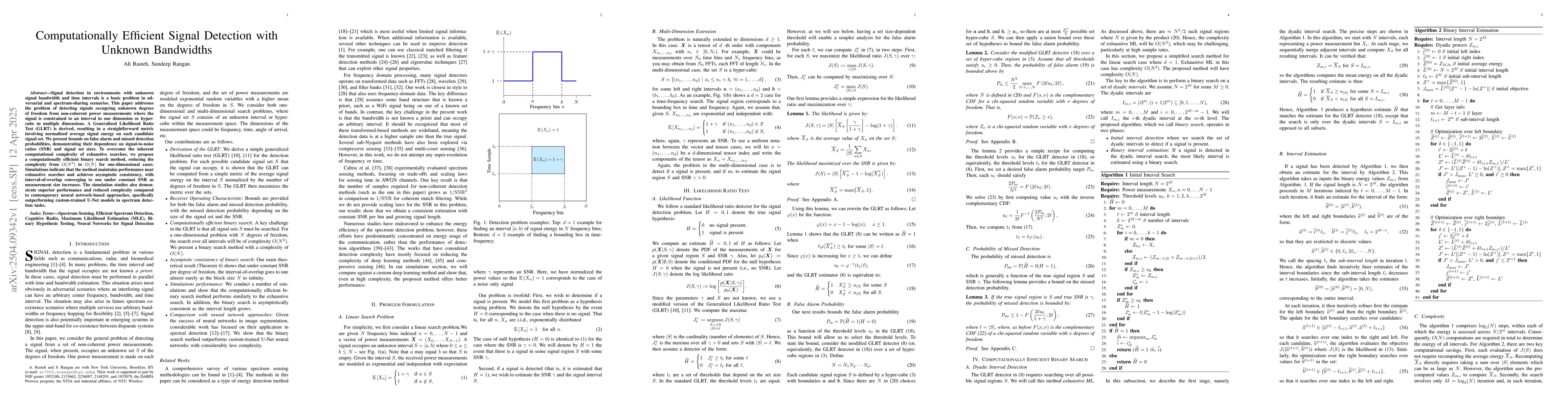 Thumbnail for Computationally Efficient Signal Detection with Unknown Bandwidths