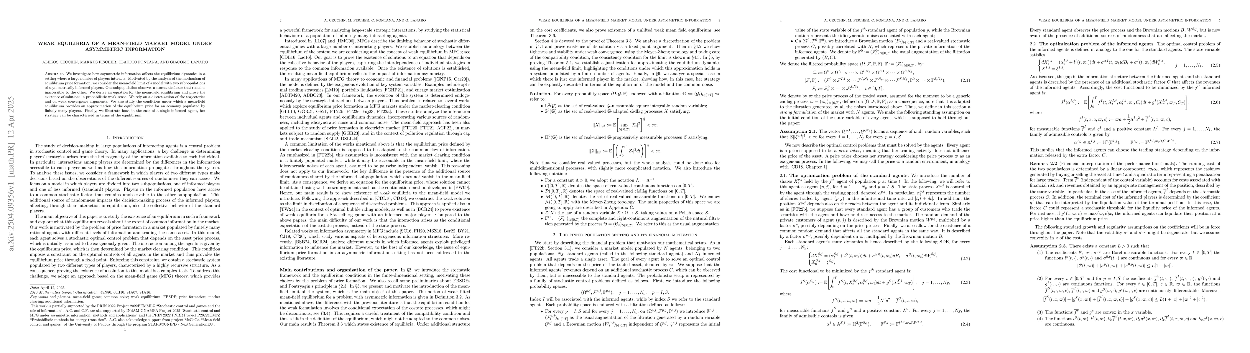 Thumbnail for Weak equilibria of a mean-field market model under asymmetric
  information