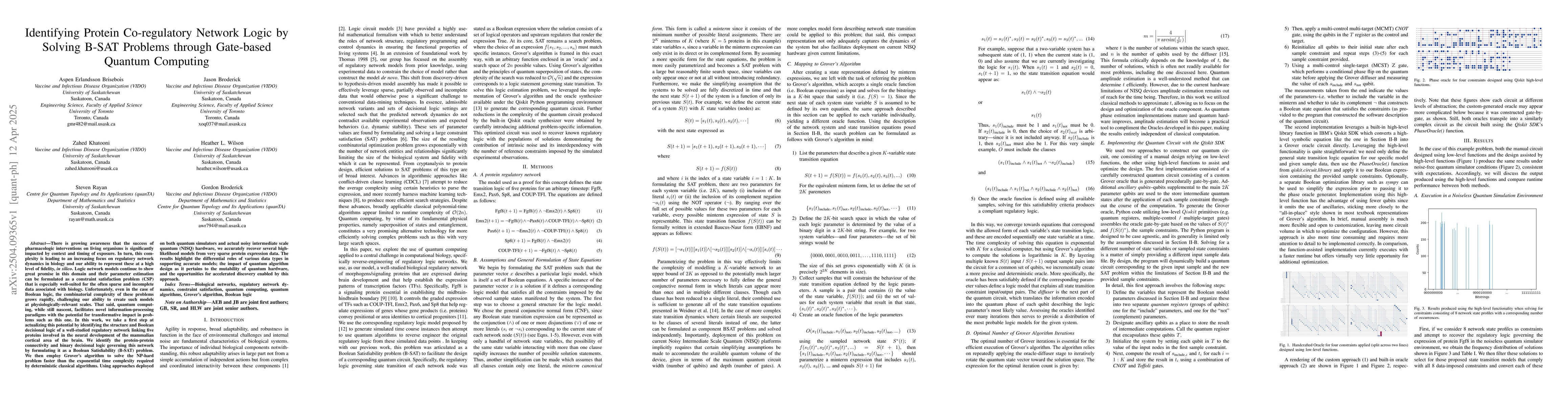Thumbnail for Identifying Protein Co-regulatory Network Logic by Solving B-SAT
  Problems through Gate-based Quantum Computing
