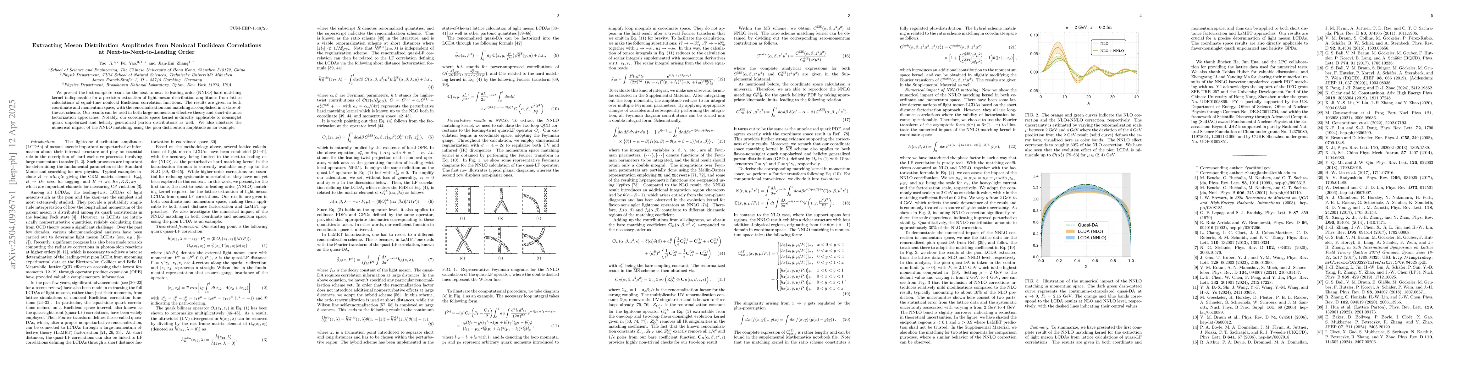 Thumbnail for Extracting Meson Distribution Amplitudes from Nonlocal Euclidean
  Correlations at Next-to-Next-to-Leading Order