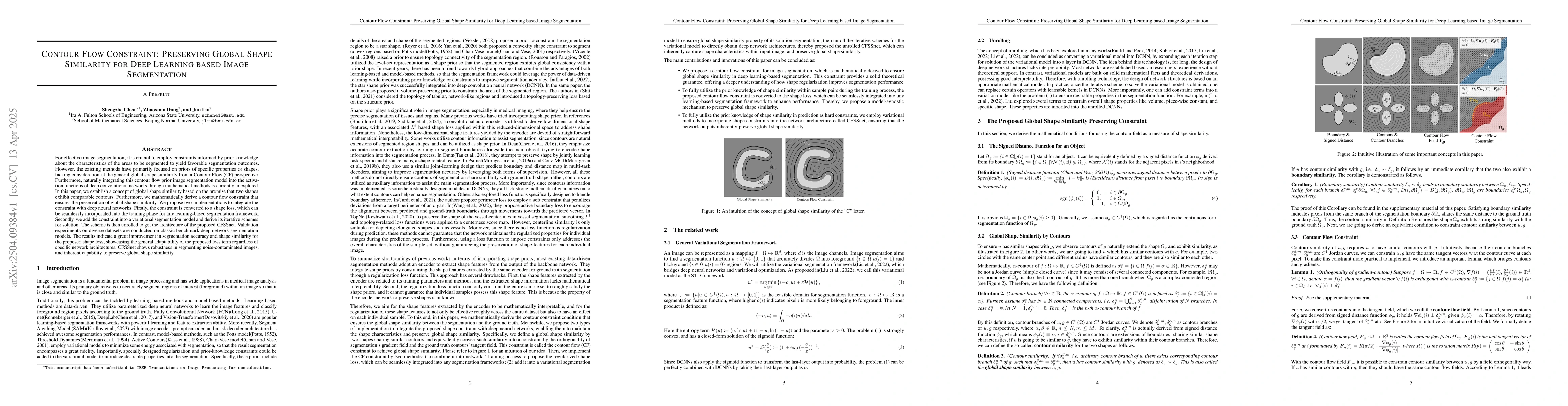 Thumbnail for Contour Flow Constraint: Preserving Global Shape Similarity for Deep
  Learning based Image Segmentation