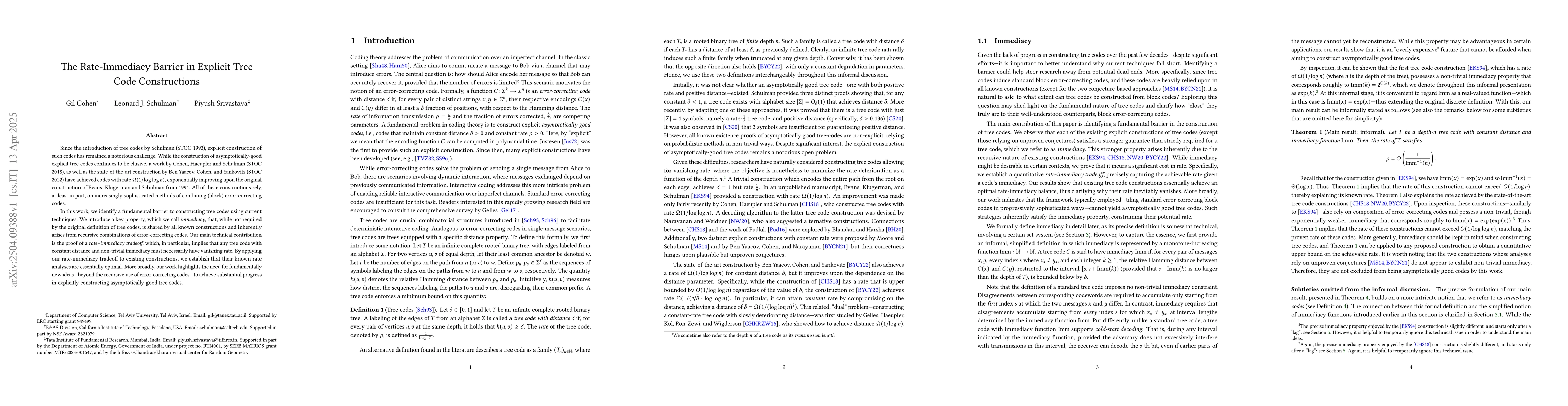 Thumbnail for The Rate-Immediacy Barrier in Explicit Tree Code Constructions