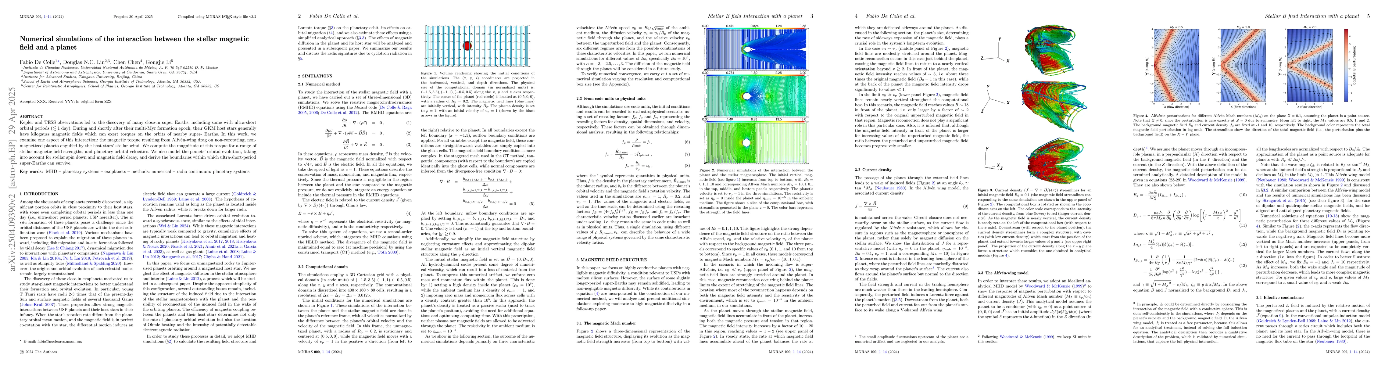 Thumbnail for Numerical simulations of the interaction between the stellar magnetic
  field and a planet