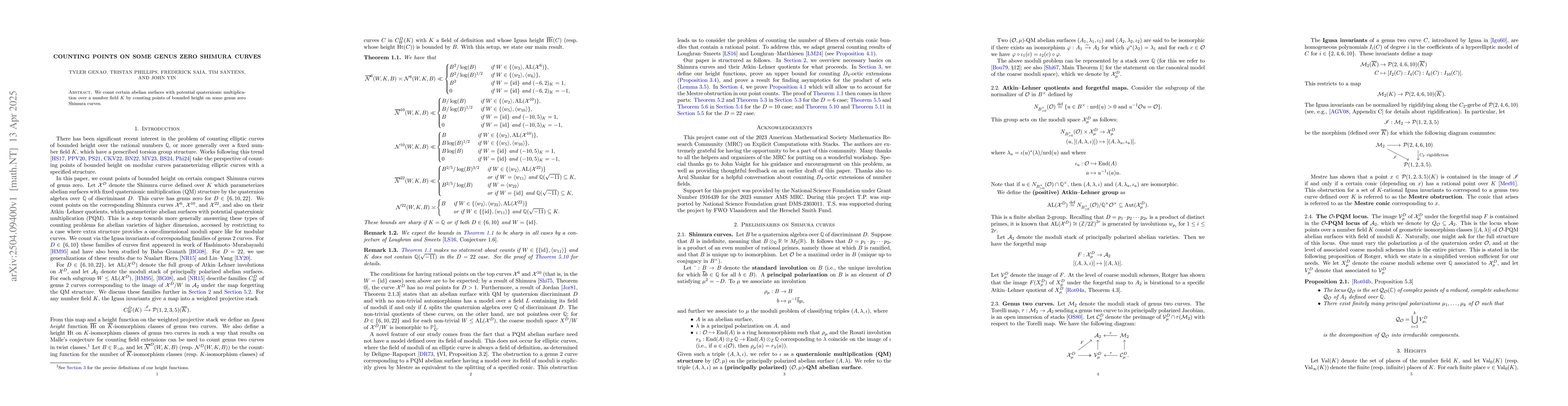 Thumbnail for Counting points on some genus zero Shimura curves
