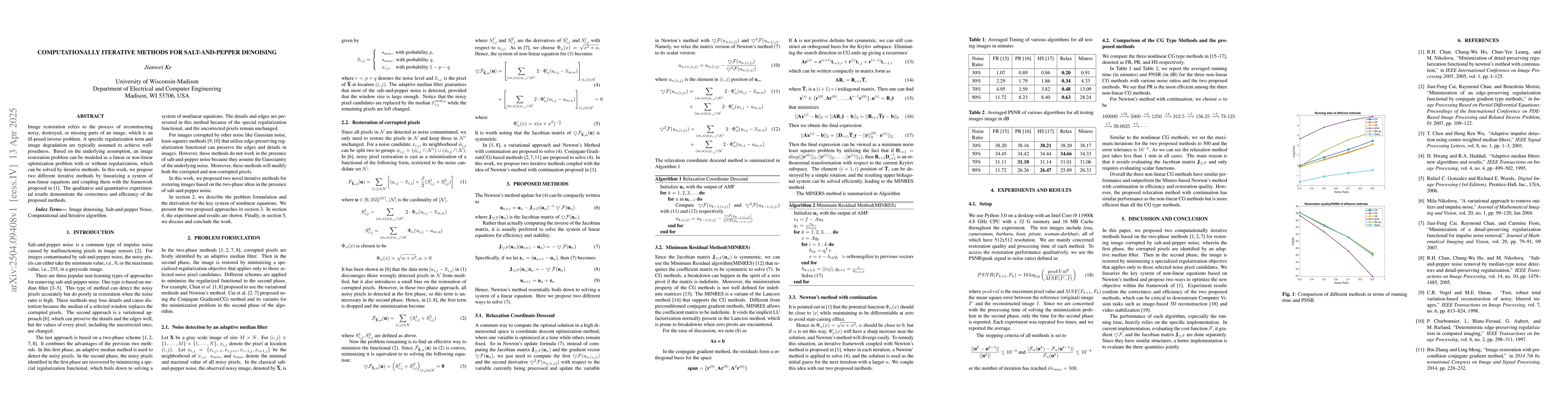 Thumbnail for Computationally iterative methods for salt-and-pepper denoising