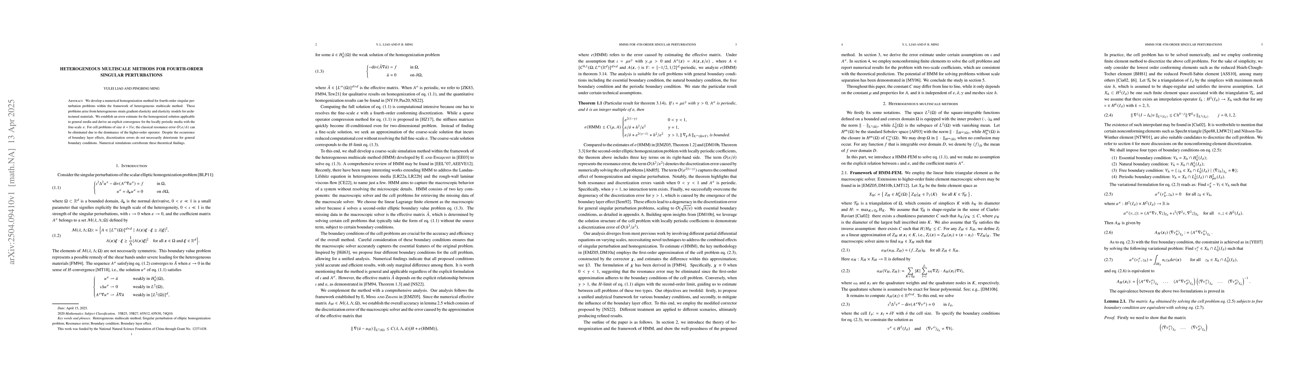 Thumbnail for Heterogeneous multiscale methods for fourth-order singular perturbations