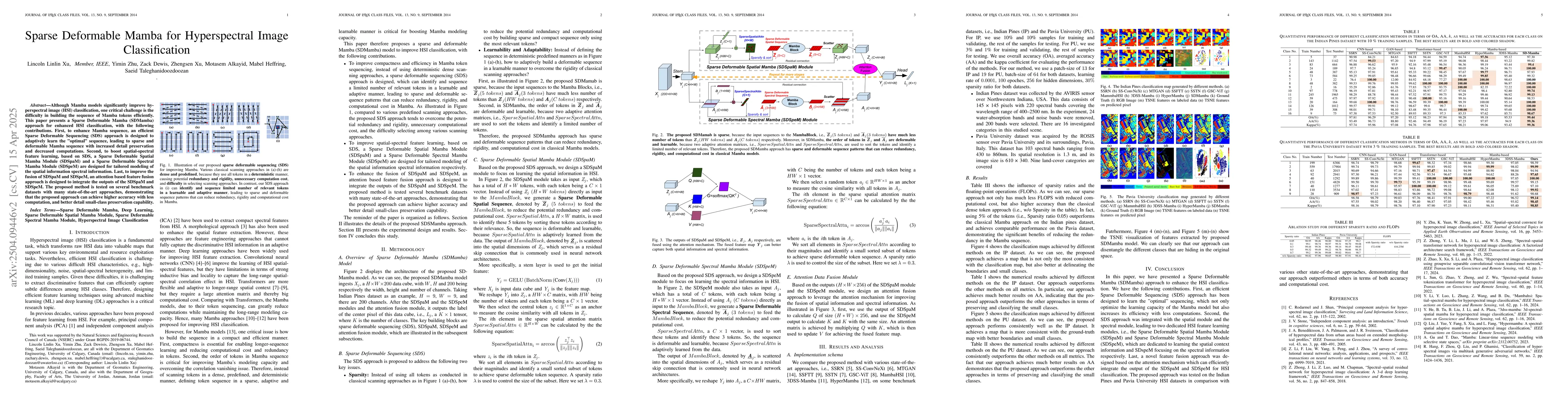 Thumbnail for Sparse Deformable Mamba for Hyperspectral Image Classification