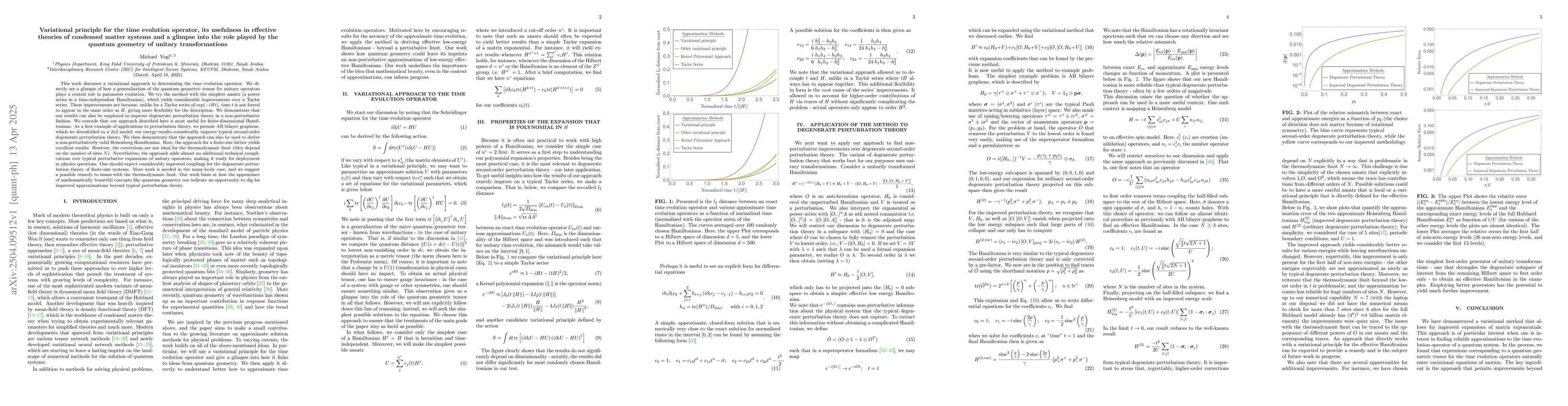 Thumbnail for Variational principle for the time evolution operator, its usefulness in
  effective theories of condensed matter systems and a glimpse into the role
  played by the quantum geometry of unitary transformations