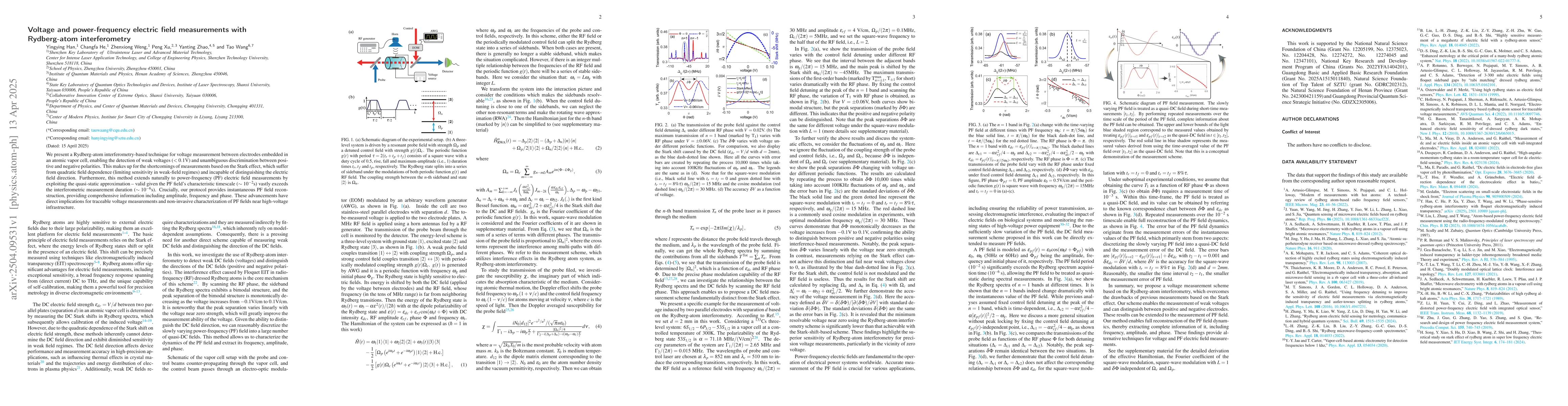 Thumbnail for Voltage and power-frequency electric field measurements with
  Rydberg-atom interferometry