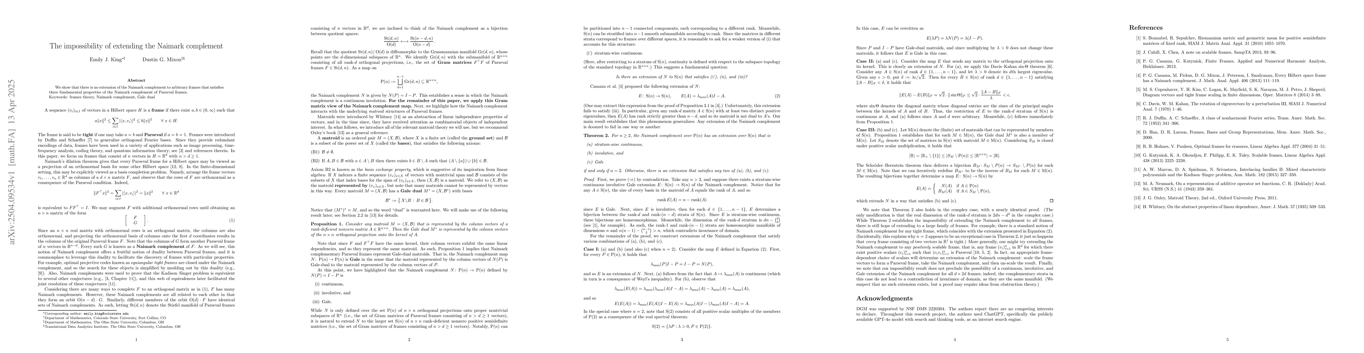 Thumbnail for The impossibility of extending the Naimark complement