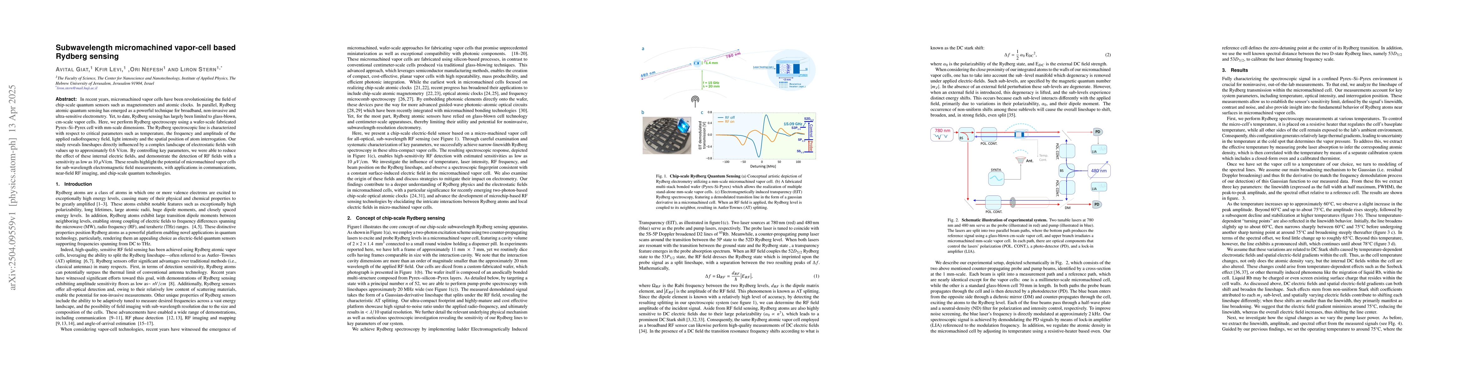 Thumbnail for Subwavelength micromachined vapor-cell based Rydberg sensing