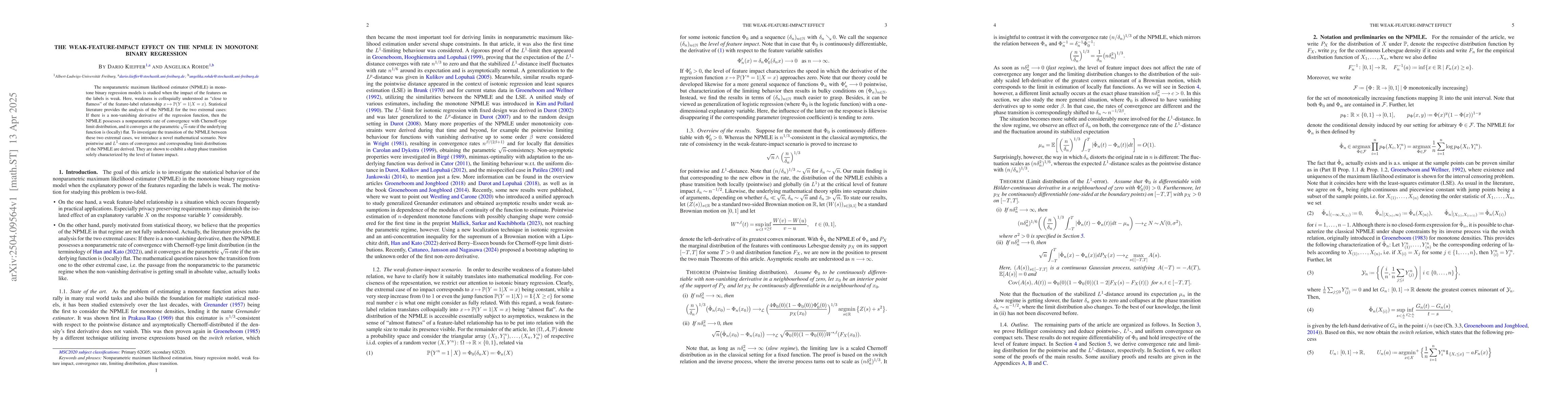 Thumbnail for The weak-feature-impact effect on the NPMLE in monotone binary
  regression