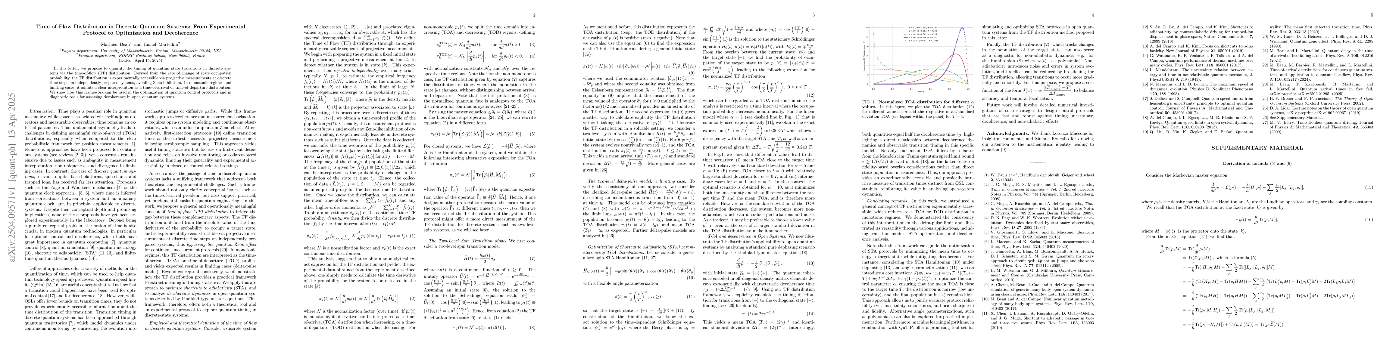 Thumbnail for Time-of-Flow Distribution in Discrete Quantum Systems: From Experimental
  Protocol to Optimization and Decoherence