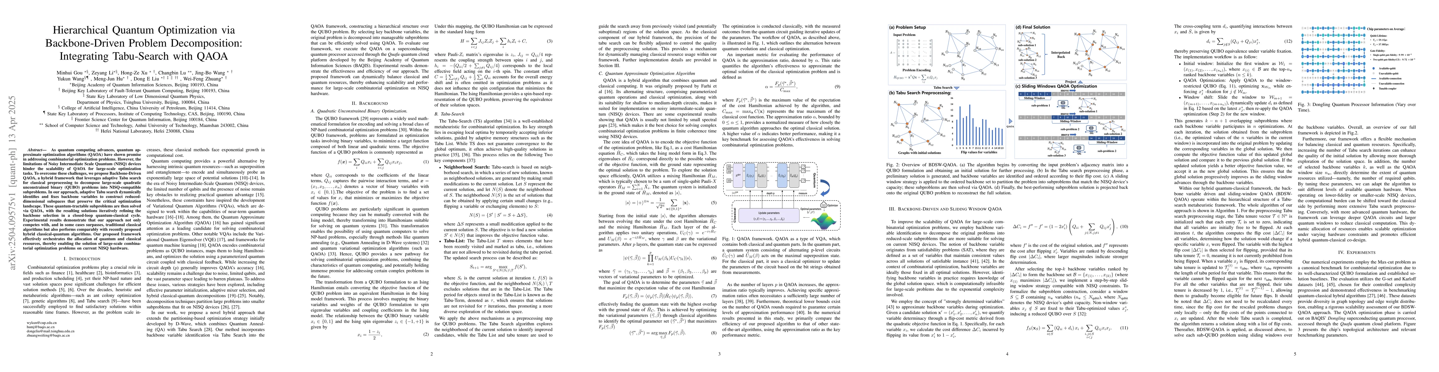 Thumbnail for Hierarchical Quantum Optimization via Backbone-Driven Problem
  Decomposition: Integrating Tabu-Search with QAOA