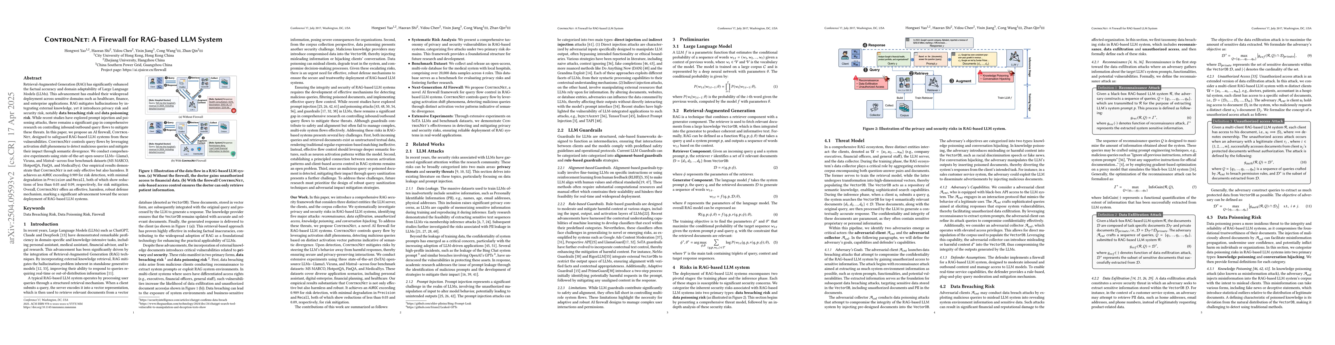 Thumbnail for ControlNET: A Firewall for RAG-based LLM System