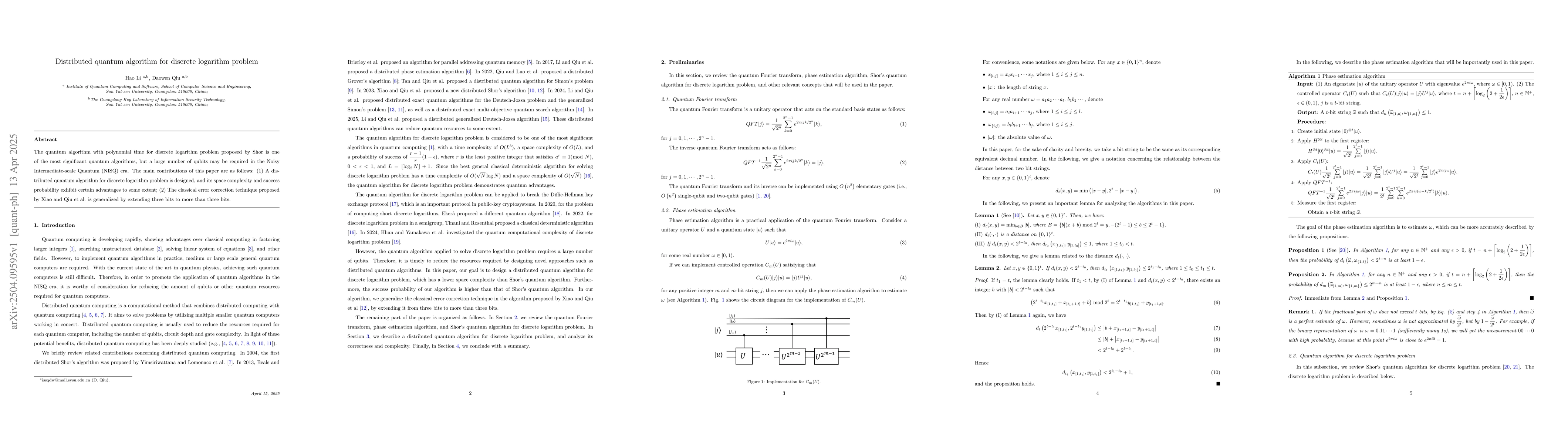 Thumbnail for Distributed quantum algorithm for discrete logarithm problem