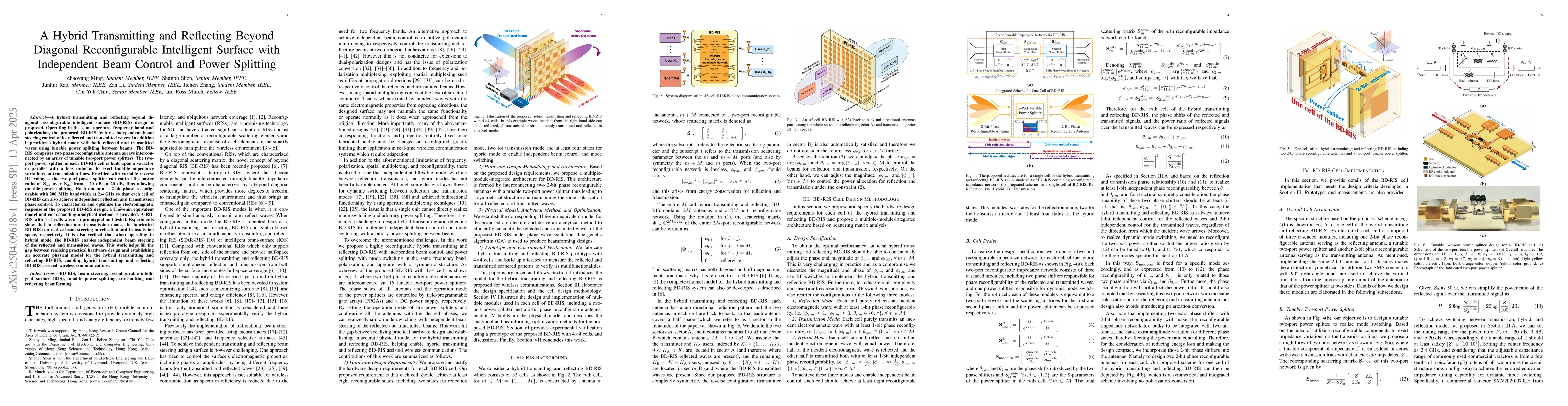 Thumbnail for A Hybrid Transmitting and Reflecting Beyond Diagonal Reconfigurable
  Intelligent Surface with Independent Beam Control and Power Splitting