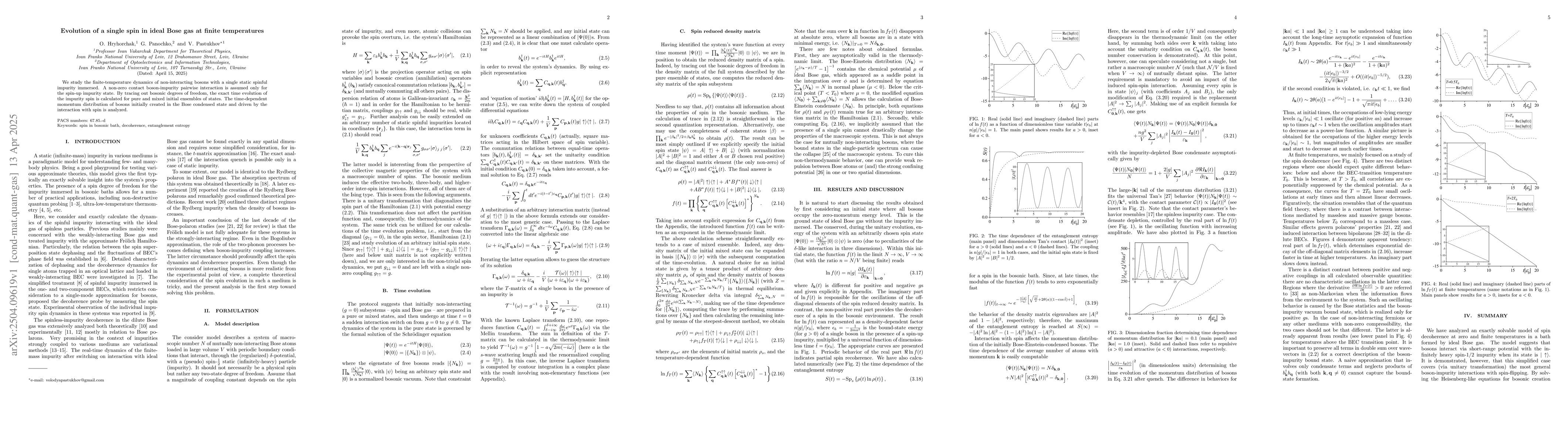Thumbnail for Evolution of a single spin in ideal Bose gas at finite temperatures