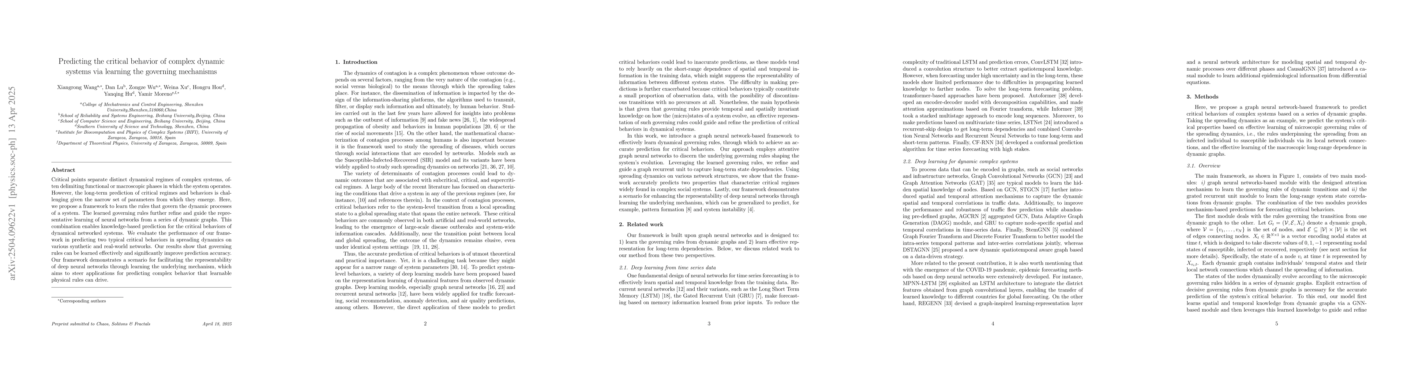 Thumbnail for Predicting the critical behavior of complex dynamic systems via learning
  the governing mechanisms