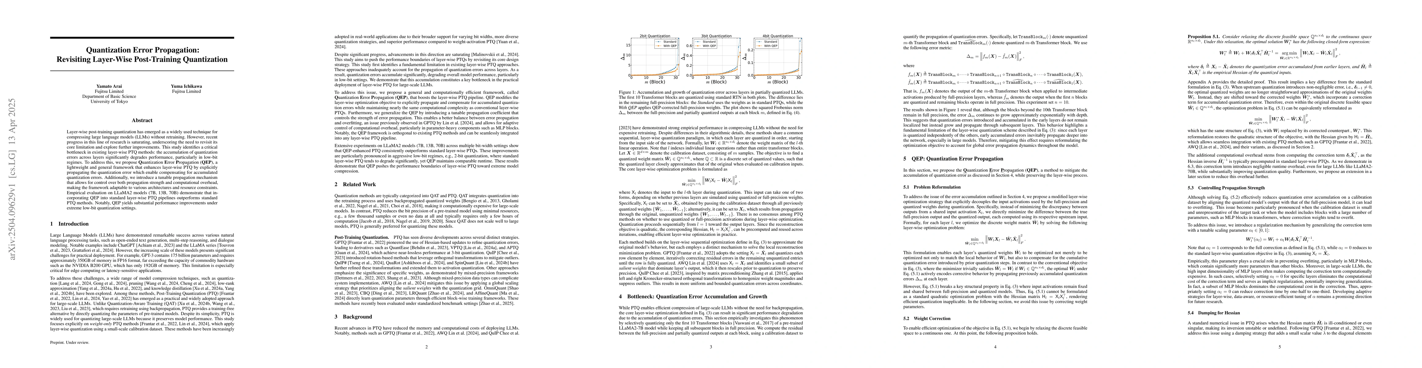 Thumbnail for Quantization Error Propagation: Revisiting Layer-Wise Post-Training
  Quantization