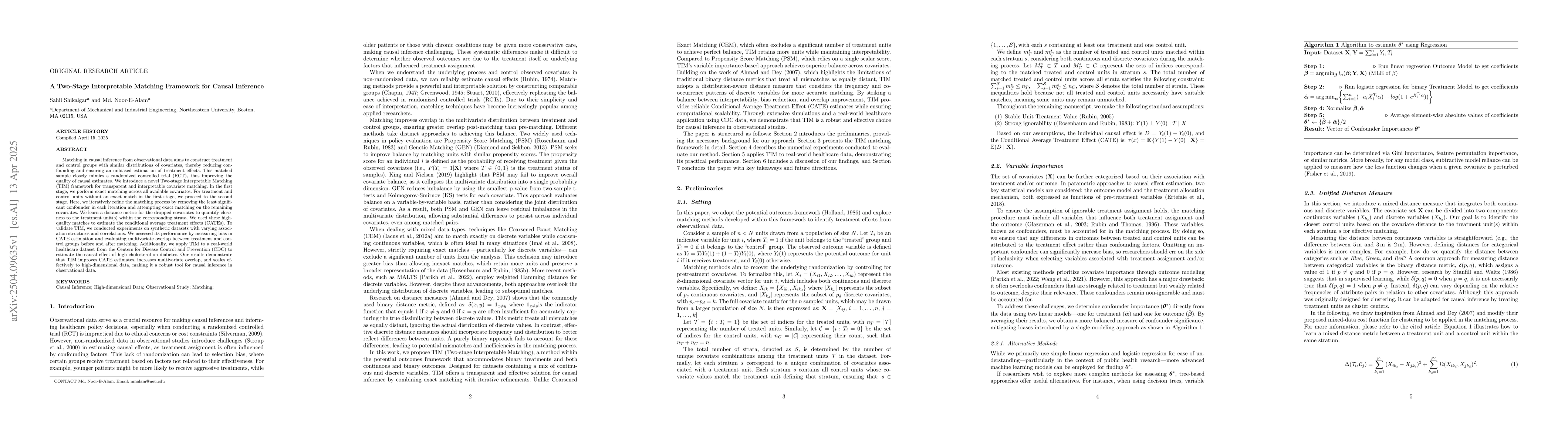 Thumbnail for A Two-Stage Interpretable Matching Framework for Causal Inference