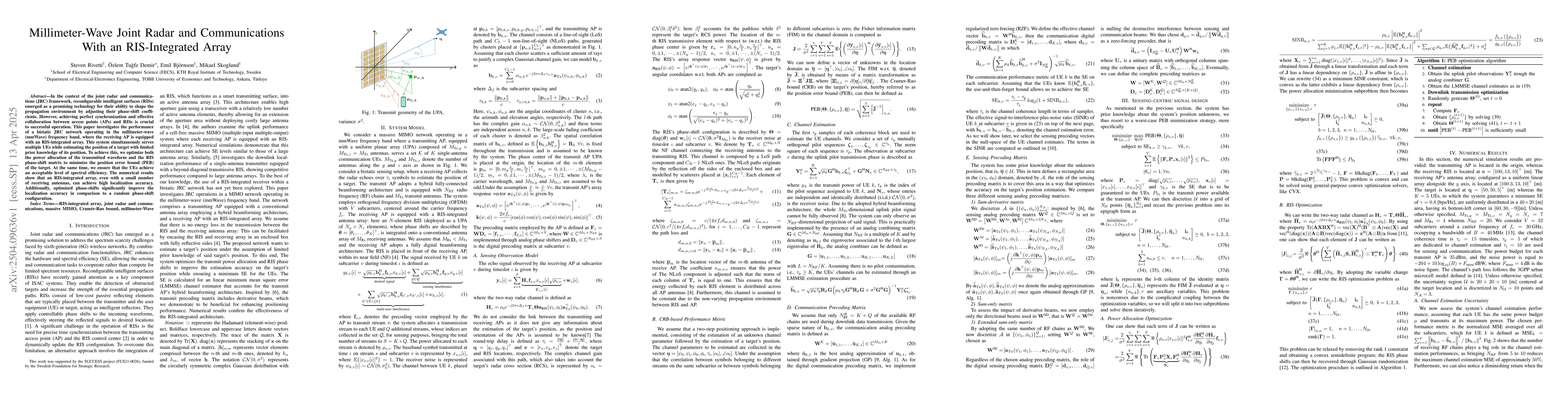 Thumbnail for Millimeter-Wave Joint Radar and Communications With an RIS-Integrated
  Array