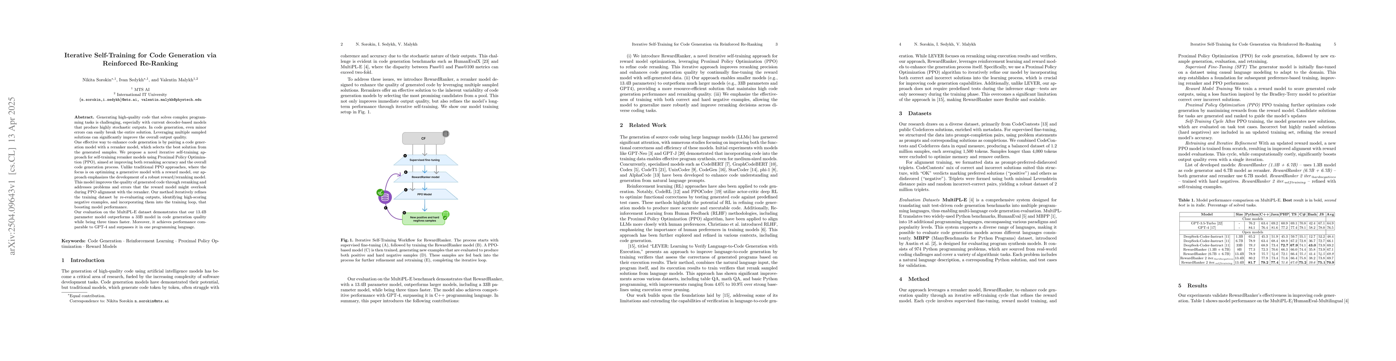 Thumbnail for Iterative Self-Training for Code Generation via Reinforced Re-Ranking