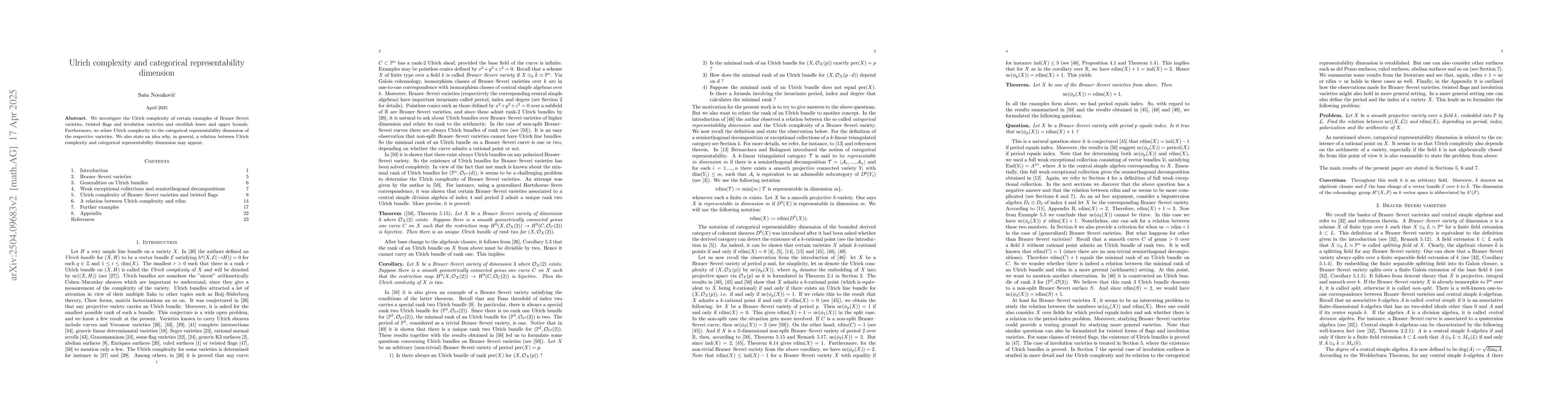 Thumbnail for Ulrich complexity and categorical representability dimension