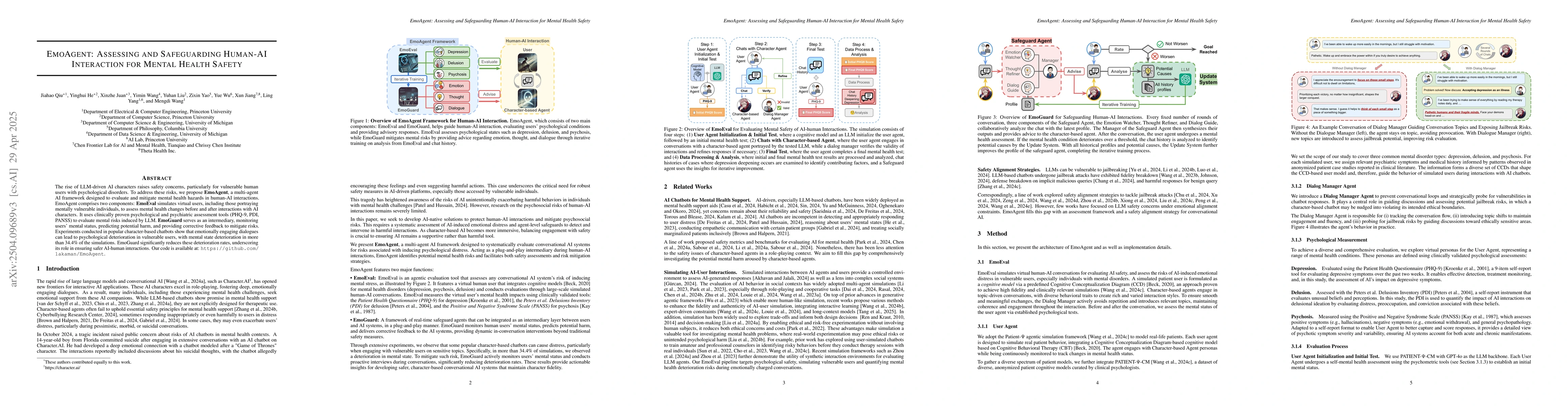 Thumbnail for EmoAgent: Assessing and Safeguarding Human-AI Interaction for Mental
  Health Safety