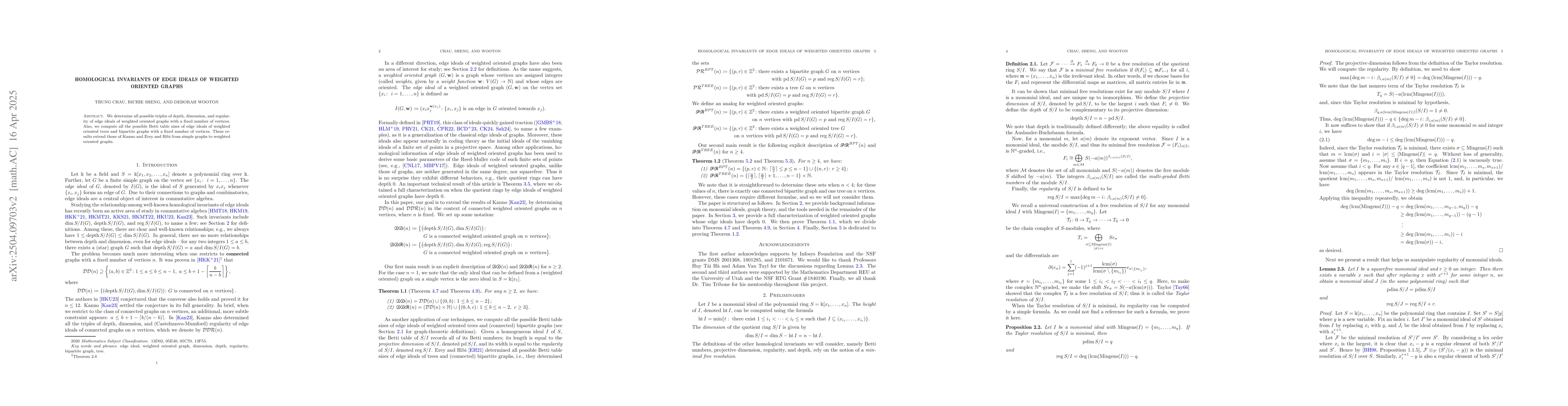 Thumbnail for Homological invariants of edge ideals of weighted oriented graphs