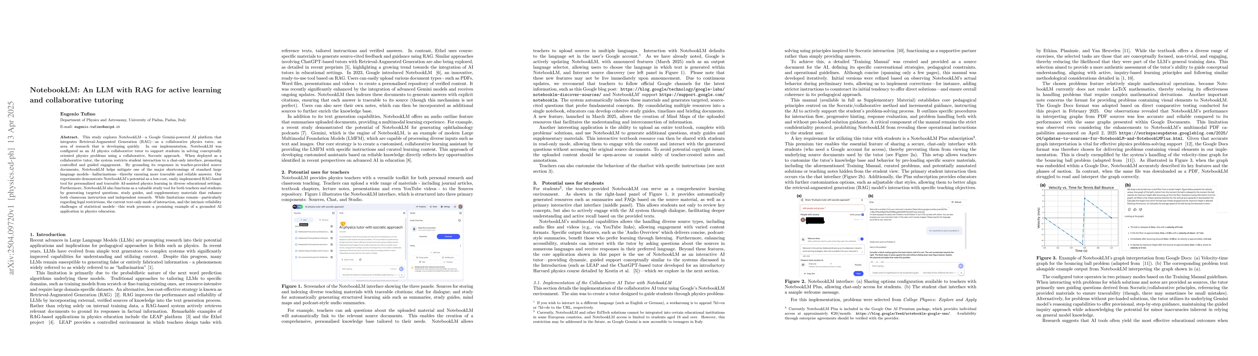 Thumbnail for NotebookLM: An LLM with RAG for active learning and collaborative
  tutoring