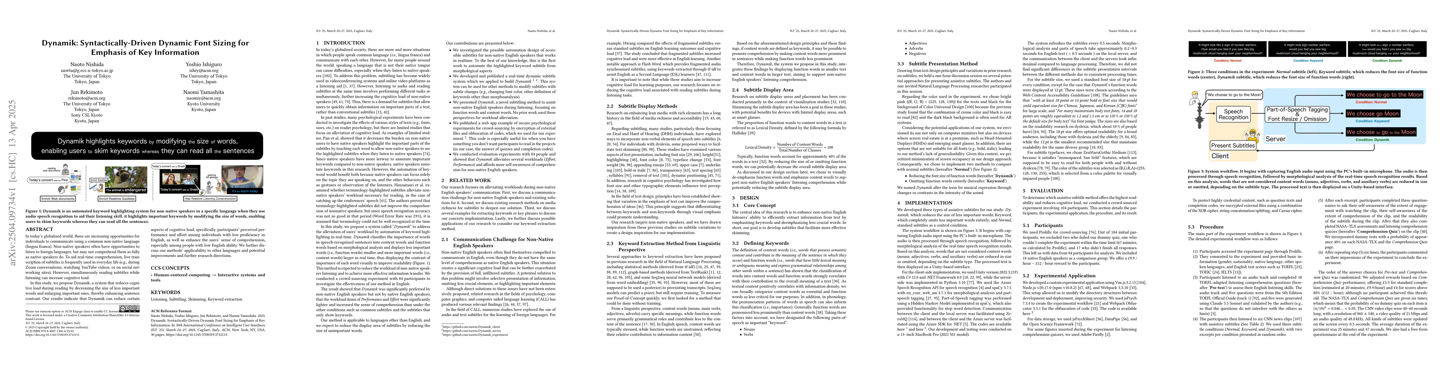 Thumbnail for Dynamik: Syntactically-Driven Dynamic Font Sizing for Emphasis of Key
  Information